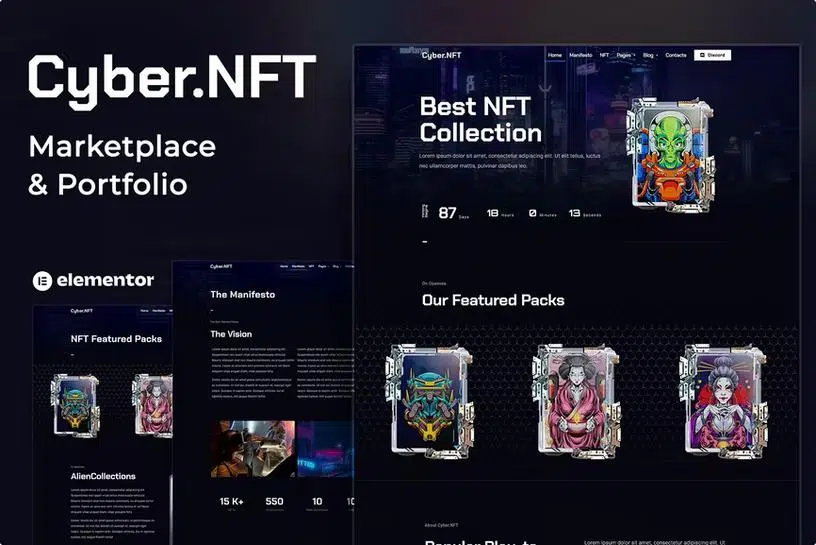 cyber.nft-marketplace-&-portfolio-elementor-template-kit