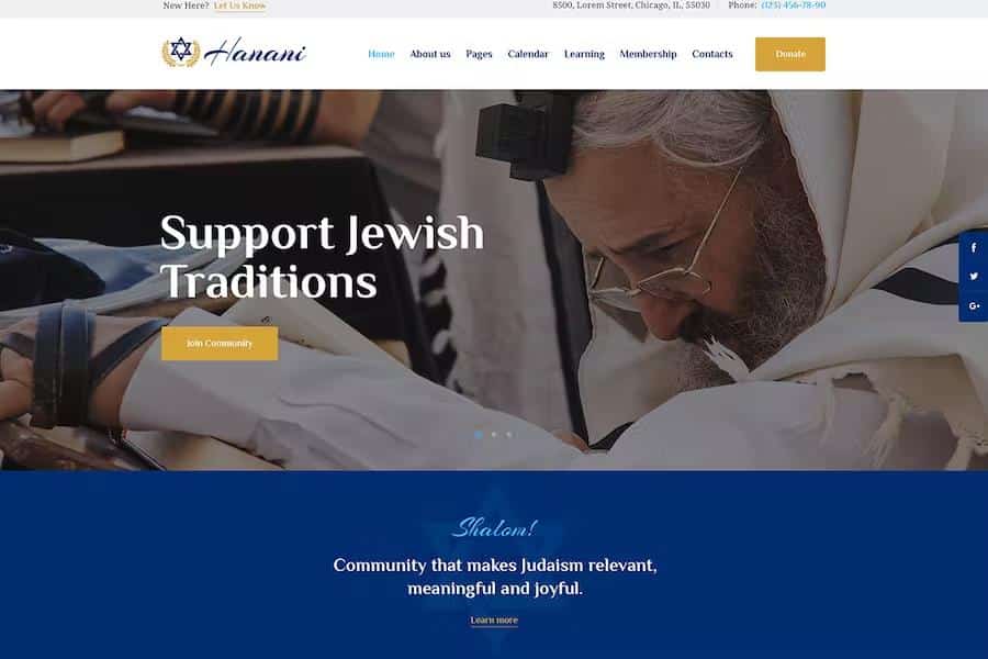 hanani---jewish-community-&-synagogue-wordpress-theme-+-rtl